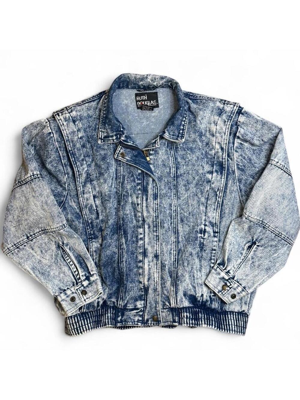 Large Vintage Jean Jacket Bomber Acid Wash